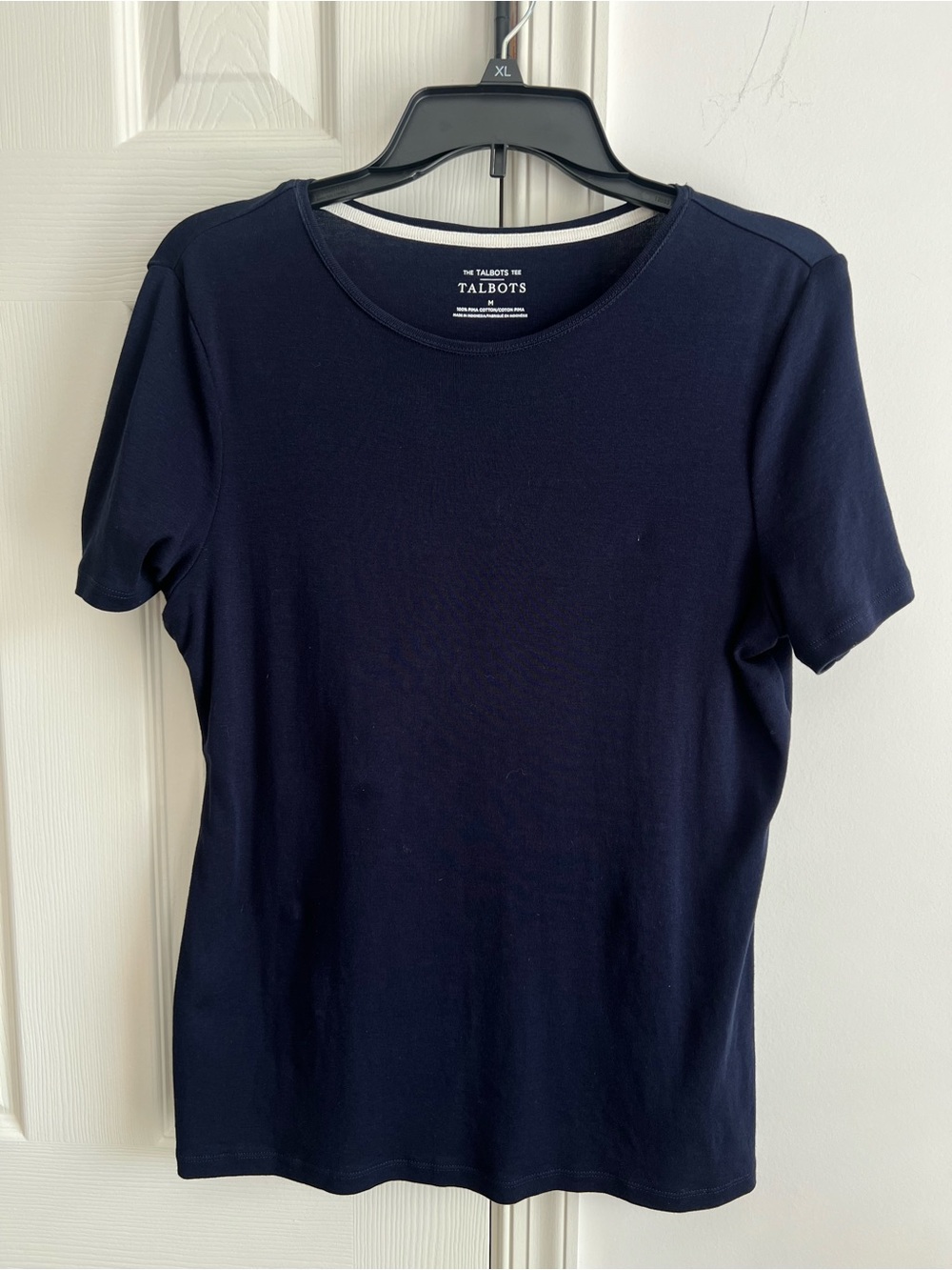 Talbots Women's Navy Short Sleeve Crewneck Top Pima cotton M